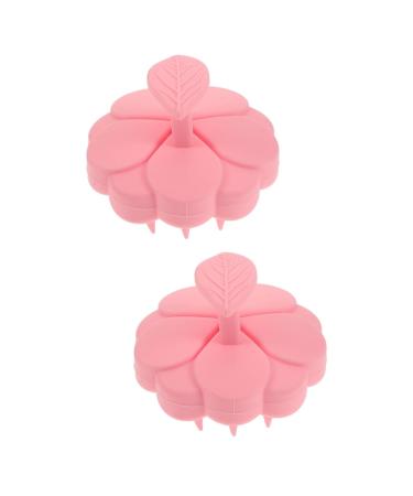 Tovinanna 2st massage brush silicone shampoo brush headbrush headbrush hair silicone head skin peeling eyelashesbuch-organizer head wash brush pebbles travel green leaves rosa clean
