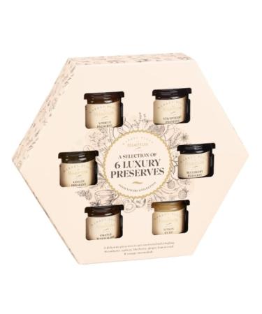 RA-HOMESTORE Hampton Luxury Jam Collection Available flavours Strawberry Apricot Blueberry Lemon Curd Ginger Orange Marmalade gift 6pk 252g.