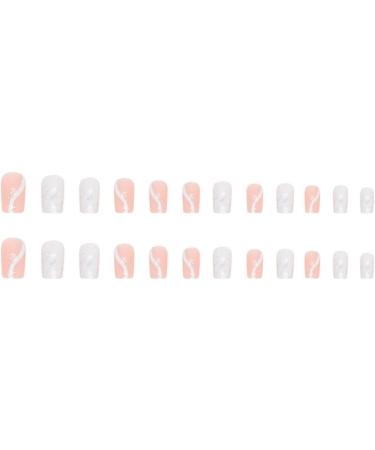 Justotry 24 Pcs Pink Glitter Milky French Square False Nails | Glossy Swirl Press On Nails Medium | Nail Glue & Squoval Stick Included - Women & Teens Nail Art - Buy Online on GoSupps.com