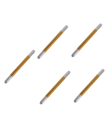 Healeved 5pcs Tattooing Brow Pen Eyebrow Pen Dual End Microblading Pen Tattooing Eyebrow Pen 0.8x0.8x12.1cmx5pcs Goldenx5pcs