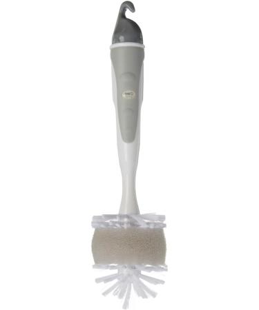 Vital Baby NURTURE Deluxe Bottle Brush - Universal Size - Fits All Bottles - Intergrated Teat Brush - Durable Bristles - Foam Sponge - White/Grey Large - Buy Online on GoSupps.com