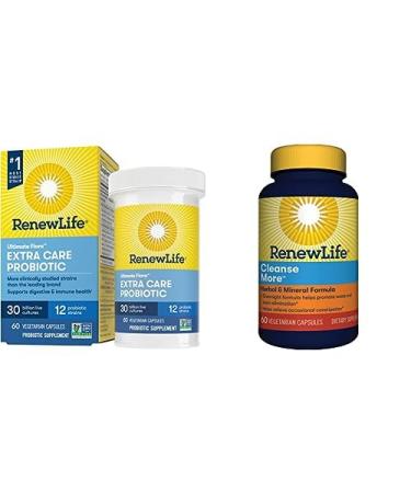 Renew Life Adult Probiotics & Clense Bundle 30 Billion CFU Guaranteed Probiotic Supplement for Digestive & Immune Health Helps Reduce Bloating & Restore Regularity 60 Capsules Each