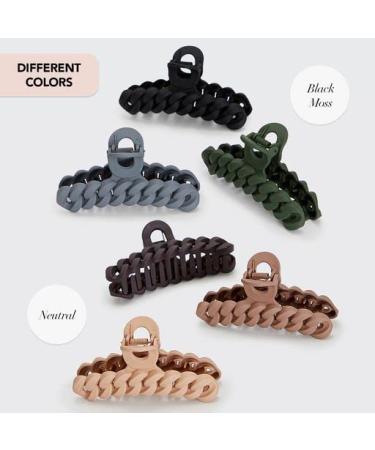 Kitsch Recycled Plastic Large Claw Clip Set - Big Chain Hair Clips for Women - 3pc Set of Large Hair Claw Clips, Jaw Clips - Ideal for Thick Hair & Girls - Neutral Colors - Buy Online on GoSupps.com