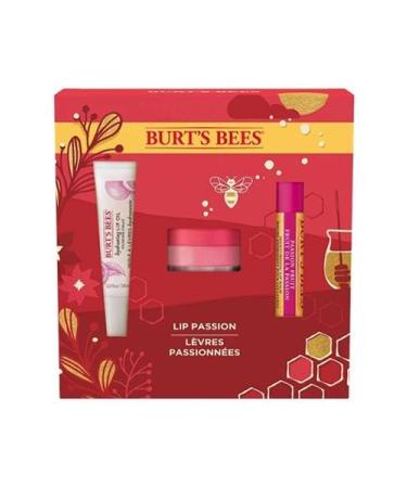 Burt's Bees LIP PASSION 3 piece BOXED GIFT SET with Passion Fruit Lip Balm + Lip Oil + Overnight Treatment