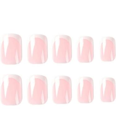 JUSTOTRY 24 Pcs Beige & White French Press on Short False Nails with Nail Glue - Squoval Fake Nails for Women - Buy Online on GoSupps.com