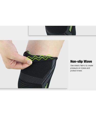 Shamim Knee Compression Sleeve - Pain Relief Knee Brace for Arthritis & Meniscus Tear | Comfortable Black/Green (L - Buy Online on GoSupps.com
