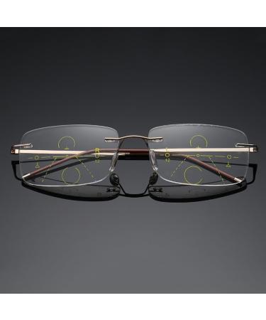 Buy Ultralight Rimless Progressive Multifocal Reading Glasses - Dual-use Anti-Fatigue Gold 1.5 Diopters for Comfortable Vision - Buy Online on GoSupps.com