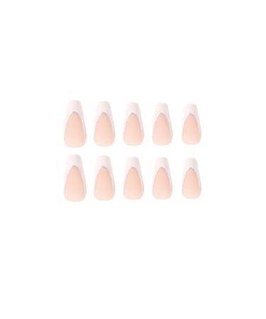 Justotry 24pcs White French Press On Nails - Glitter Line Ballerina Artificial Nails for Women | Beautiful Medium Fake Nails - Buy Online on GoSupps.com