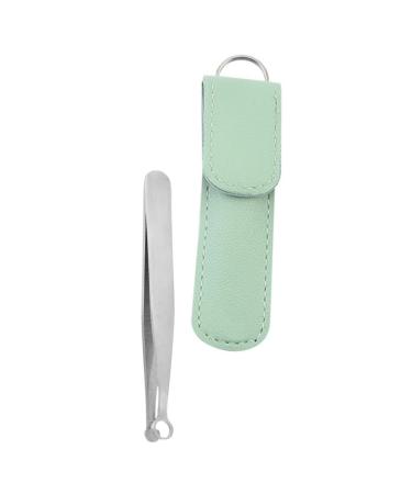 Hemoton 1Set Push Type Household Nose Hair Clip Portable Stainless Steel Nose Hair Trimmer Tweezers Remover Nose 9.9x1cm Green