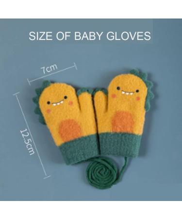 YLYMWJ Toddler Mittens on String | Thicken Fleece Knit Gloves | Cartoon Magic Gloves for Newborns Aged 1-4 | Dark Green | 14x9cm - Buy Online on GoSupps.com
