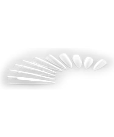 500 pieces Stiletto TYPE II nail tips clear with adhesive surface (ABS formula) - 50 pieces each in 10 sizes in a refill bag