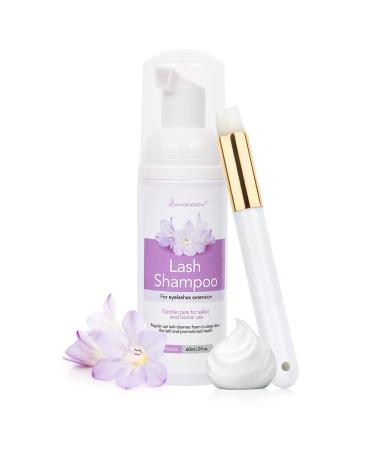 Eyelash shampoo for eyelash extensions eyelashes shampoo lash shampoo 60ml eyelash foam Cleaner eyelash cleaner for salon and home use (Freesia)