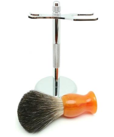 NSNT Exquisit Men's Razor Brushes - Stylish Black Hair Razor Brush Set Stainless Steel Wet Shave Holder - 2.9x6 Inches Silver - Buy Online on GoSupps.com