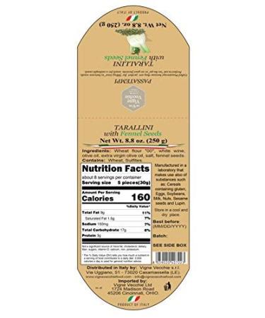 Vigne Vecchie Tarallini with Fennel Seeds 8.8 oz. (2 pack) - Imported Fresh Baked Breadsticks from Italy - Buy Online on GoSupps.com