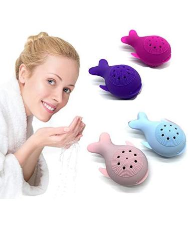 Pzhoais Silicone Face Cleansing Brush Facial Cleanser Whale Shape Facial Cleanser Exfoliator Face Scrub Washing Brush Pink - Buy Online on GoSupps.com