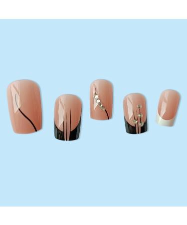 Justotry 24-Piece Diamond Angular Press-On Nails | Short White French Artificial Nails for Women | Beautiful Square Fake Nails - Buy Online on GoSupps.com