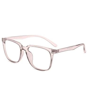 Firmoo blue light filter Reading glasses with prescription 1.5x for women men anti blue light reading aid anti -uv reflective glasses visual aid (transparent pink