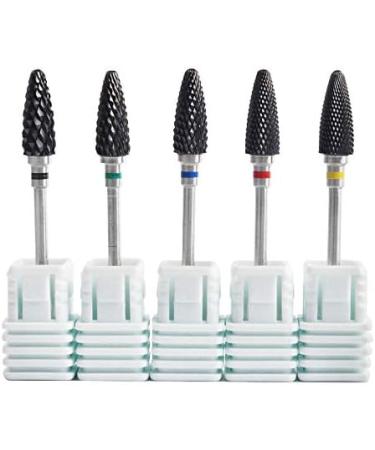 Black Ceramic Flame Bit Professional Nail Drill Bit Nail Art Electric Manicure Drill Suitable for Gel Acrylics Manicure(M) - Buy Online on GoSupps.com