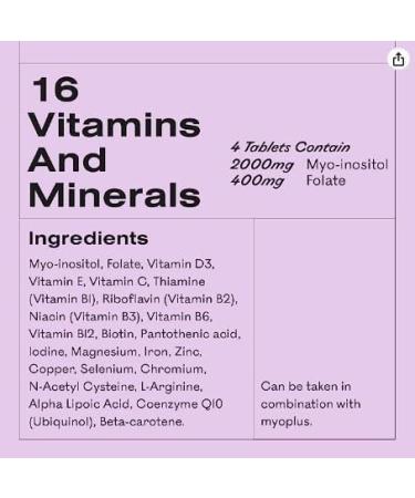MyOva Preconception - Fertility Boosting PCOS Supplement - 30-Day Supply - 2000mg Myo-Inositol & 400ug Folate for PCOS Support - Prenatal Vitamins for Women Inositol Tablets UK Manufactured - Buy Online on GoSupps.com