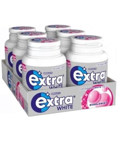 Wrigley's Extra White Bubblemint Gum Bottle (6 x 46 Piece) Lasting Refreshing Flavour Helps Prevent Bad Breath - Buy Online on GoSupps.com