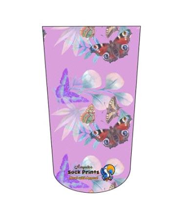 Heal with Appeal Amputee stump sock Butterflies n Flowers Pink Pattern V1 3Ply stump sock
