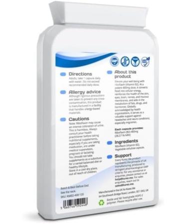 Kurez.me 400mg Vitamin B2 - 4 Month Supply - High Strength Riboflavin for Energy & Migraine Relief - 120 Capsules - Buy Online on GoSupps.com