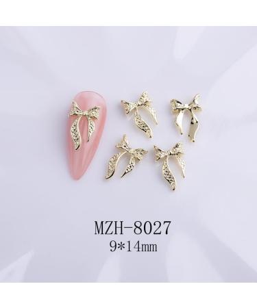 10pcs Nail Art Ribbon Bow Studs Silver Golden Metal 3D Butterfly Charms Nail Decoration Manicure DIY Design Accessories (8027) - Buy Online on GoSupps.com