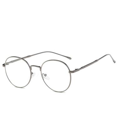 Metal Frame Retro Glass Frame Flat Mirror Decorative Glasses Classic Round Frame Glasses Clear Lens Glasses Color 5