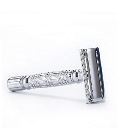 Butterfly Safety Razor - Heavy Duty Twist To Open Double Edge Safety Razor for Men Shaving Kit with 10 blades and Henri et Victoria Samples Butterfly Razor Mechanism