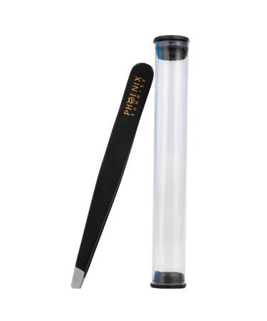 Plucking tweezers for eyebrows with a professional precision tip including protective cover in premium quality for hair removal - diagonally 9.5cm - stainless steel