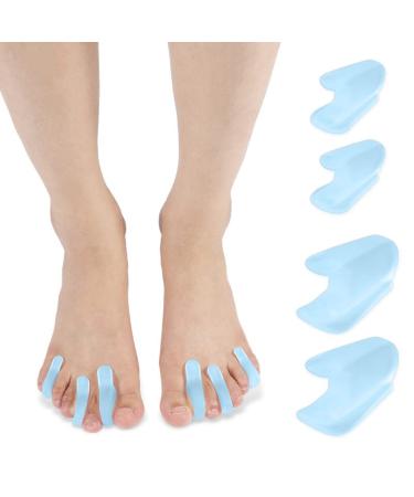 Carolhome Toe Separator 16 PCS Gel Toe Spacers Bunion Corrector Calluses Pain- Flared Design Toe Straightener for Overlapping Hammer Toes(12 Medium + 4 Large Size) (Blue)