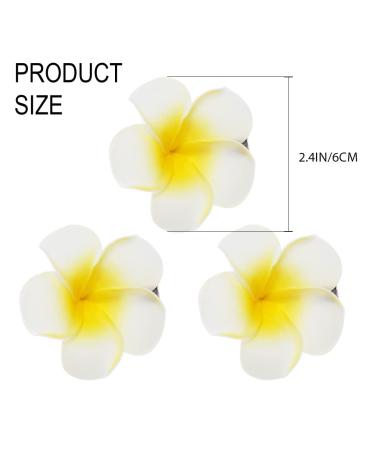Jeweky Flowers Hair Clips - Set of 3 Plumeria Hairclips for Women and Girls | Beach Flower Hair Accessory - Buy Online on GoSupps.com