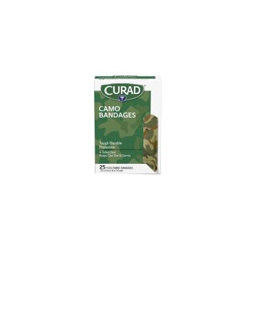 Curad Kid-Friendly Adhesive Bandages Green Camouflage Design 3/4 x 3 25 Count (Pack of 6)