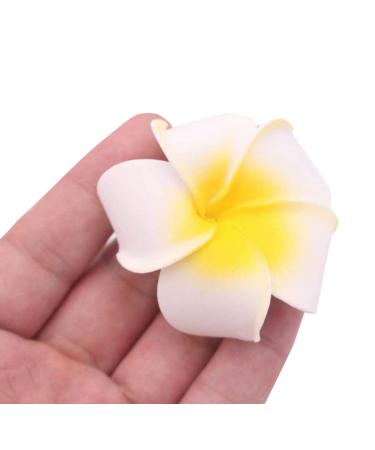 12Pcs White Hawaiian Plumeria Flower Hair Clip Set - Foam Hair Pins for Beach Wedding Party (2.4 Inch) - Buy Online on GoSupps.com