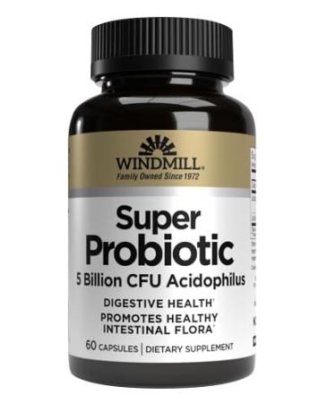 Windmill Natural Vitamins Super Probiotic Plus with Acidophilus (5 Billion CFU) 60 Capsules (Pack of 3)