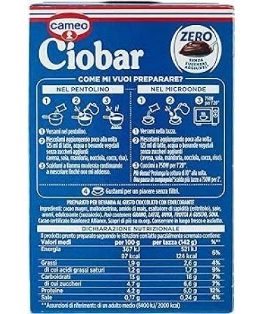  CAIYA 4 x Cameo Ciobar Zero Prepared for Hot Chocolate Chocolate with Zero Added Sugars Dense and Creamy Box with 5 Sachets 76g 4 Packs  - Buy Online on GoSupps.com