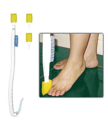 Toe washer foot brush with brush head and sponge Kosmetex everyday aid 68 cm for foot hygiene foot washing