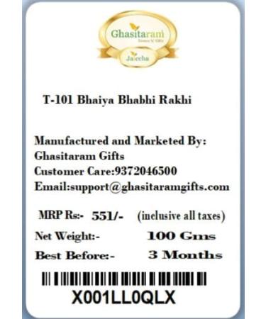 Ghasitaram Gifts Rakhis Online - Rakhi for Brother-T-101 Bhaiya Bhabhi Rakhi - Buy Online on GoSupps.com