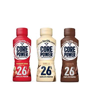 Core Power by Fairlife High Protein, 26g Protein, 3 Flavor Variety Pack, Milk Shake, 14 oz (Pack of 6)