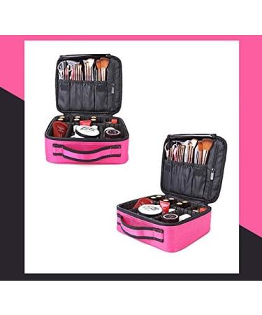 Waterproof Make-Up Bag with Brush | Large Cosmetic Organizer & Adjustable Compartments - Violet Red - Buy Online on GoSupps.com