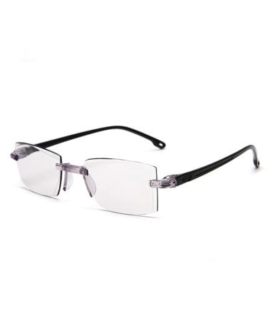 Zukky bifocal borderless reading glasses for women men blue light-blocking reader rectangular computer reading glasses AM09 (color: black size: 1.5x)
