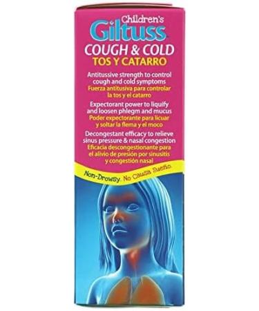 Giltuss Children's Cough and Cold Syrup - Chest Congestion Relief - Alcohol-Free & Sugar-Free - Non-Drowsy - 4 Fl Oz Bottle - Cherry Flavor - Buy Online on GoSupps.com
