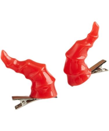 xbiez 1pair Devil Horn Shape Hairpins Hot Girls Goth Duckbills Hair Clip Halloween Goth Ponytail Braids Hair Clip for Woman Red - Buy Online on GoSupps.com