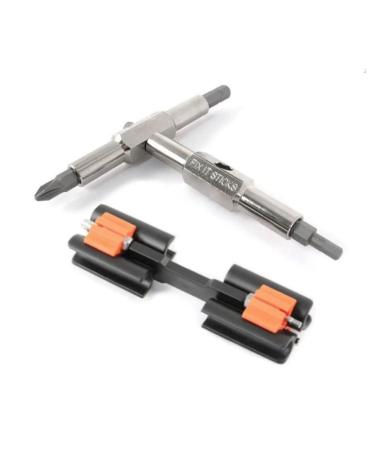 Fix It Sticks Replaceable Edition Traveling Cycling Steel Multi-Tool with 8 Removable Interchangeable Bits w/Bracket Silver 8 Bit w/ Bracket