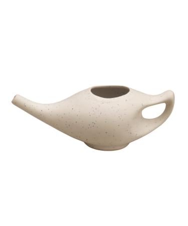 ANCIENT IMPEX Ceramic Neti Pot 250 ml (Ivory Matte) with 5 Neti Salt Sachets Natural Remedy for Sinus Relief Congestion Allergy & Nasal Cleansing