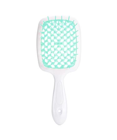 Comb Women's Scalp Massage Comb Hair Brush Women's Hollowed Out Home Salon Hair Styling Tool Comb Wide Tooth Comb (Color : Light green-white)