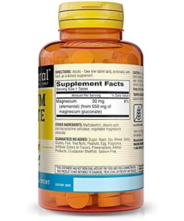 Mason Natural Magnesium Gluconate 550mg - Supports Heart Health & Nervous System, Muscle Function & Blood Pressure - 100 Tablets x 3 Pack - Buy Online on GoSupps.com
