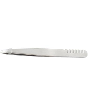 Eyebrow Tweezers with Comb Smooth Slant Tip Eyebrow Tweezers Ergonomic Stainless Steel Safe for Home (Silver) - Buy Online on GoSupps.com