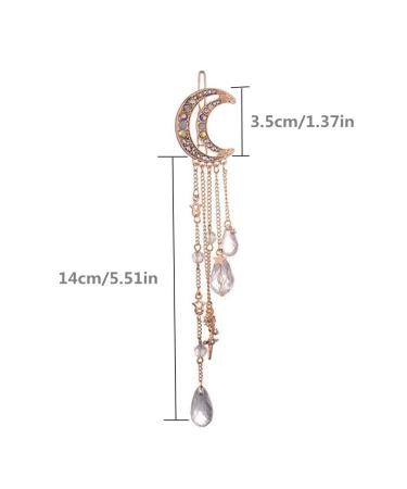 Rose Gold Rhinestone Crescent Moon Star Hair Clips - Bridal Jewelry for Women and Girls - Buy Online on GoSupps.com