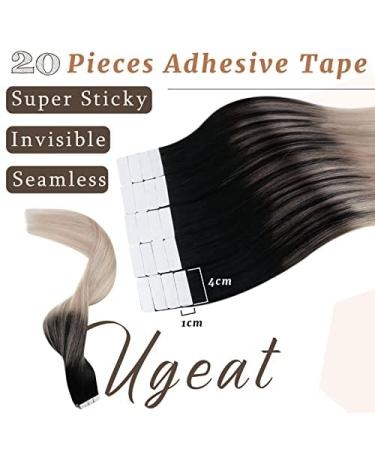 Ugeat 60cm Real Hair Tape Extensions - Invisible Balayage #1B/18/60 - 50g 20 Pieces Remy Hair for Seamless Volume - Buy Online on GoSupps.com